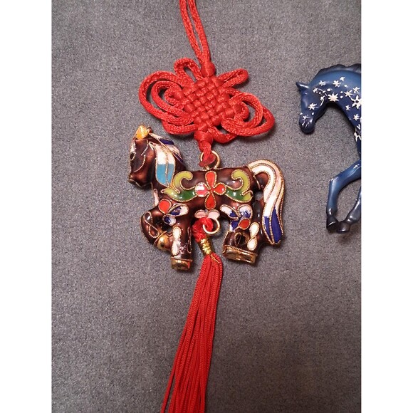 Vintage Horse Christmas Ornaments Cloisonne & Snowflake Horse - Picture 2 of 4